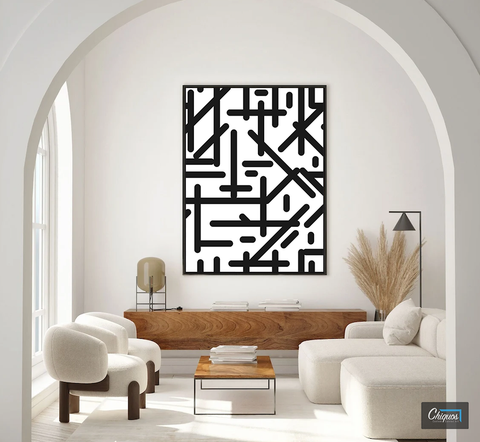 Scattered Lines Abstract Geometric Line Art Wall Canvas