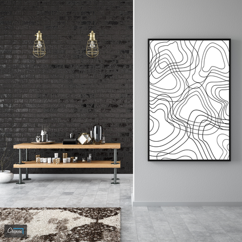 Abstract Minimalist Dynamic Waves  Line Art Wall Canvas